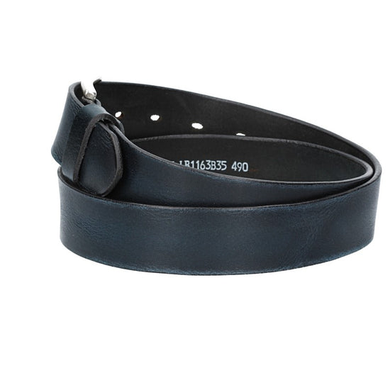 Ledergürtel Blau|Marine 35mm mit Dornschließe in Silber - leder-accessoires.com