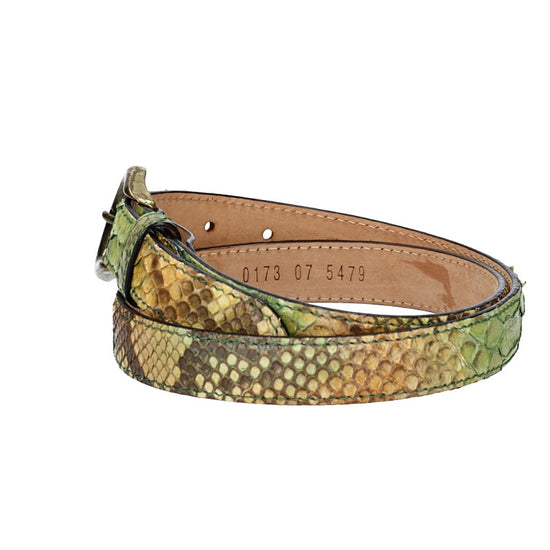 Schlangenledergürtel 25mm Grün mit Schließe in Gold - leder-accessoires.com