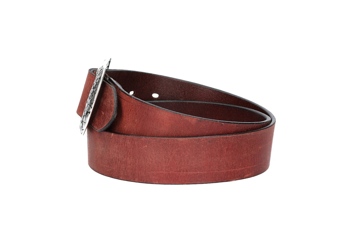 Ledergürtel Rot 40mm mit Blumenschließe