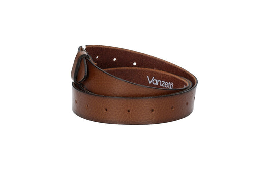 Ledergürtel Überlänge Cognac 35mm mit Schließe in Silber - leder-accessoires.com
