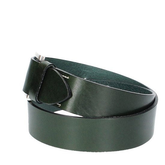 Hochwertiger Ledergürtel 40mm in Oliv mit rustikaler Schließe in Silber - leder-accessoires.com