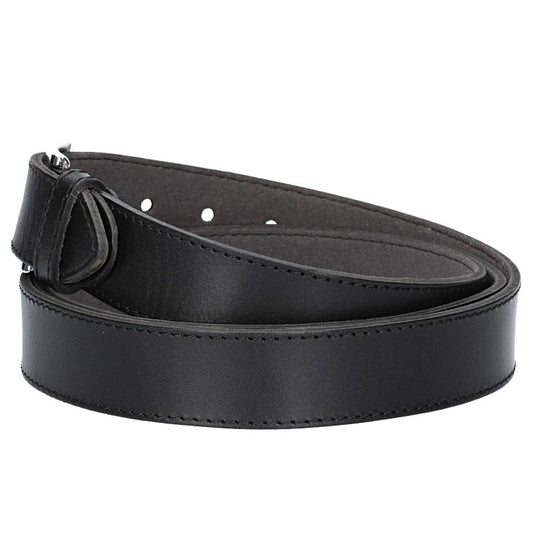 Ledergürtel Überlänge Schwarz 35mm abgenäht mit glänzender Schließe - leder-accessoires.com