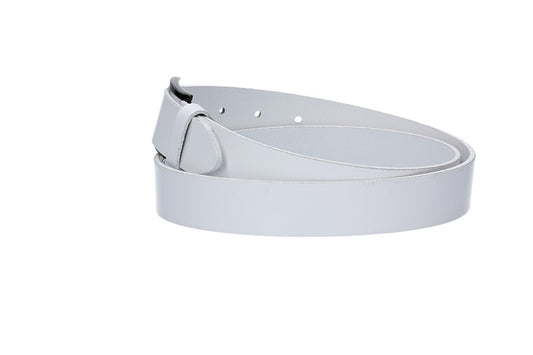 Herren-|Anzugsgürtel 30mm in Weiß mit Dornschließe in Silber - leder-accessoires.com