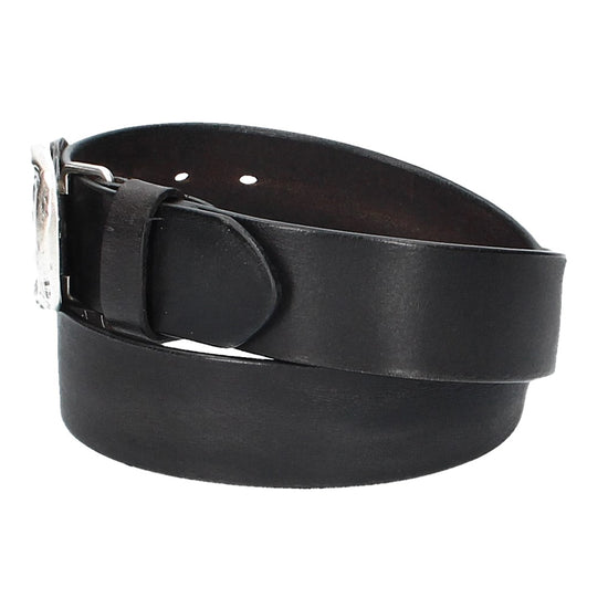 Ledergürtel Schwarz 40mm mit Koppelschließe in Used Optik - leder-accessoires.com