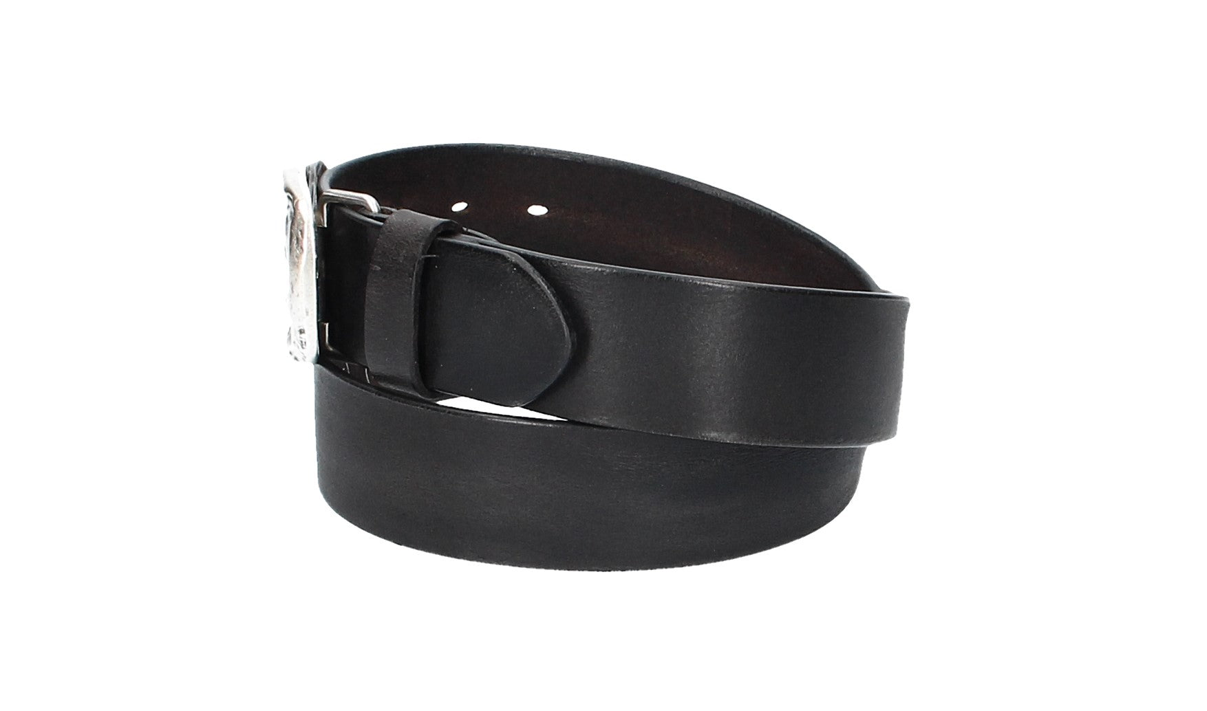 Ledergürtel Schwarz 40mm mit Koppelschließe in Used Optik - leder-accessoires.com