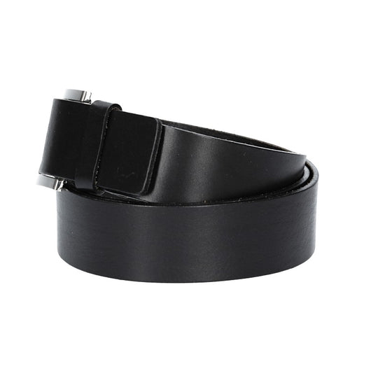 Ledergürtel Überlänge Schwarz 40mm mit Schmuckschließe Silber - leder-accessoires.com
