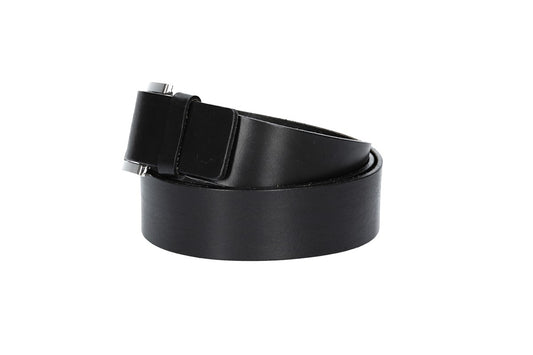 Ledergürtel Überlänge Schwarz 40mm mit Schmuckschließe Silber - leder-accessoires.com
