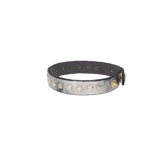 Armband Silber|Metallic mit Sternen aus Leder - leder-accessoires.com