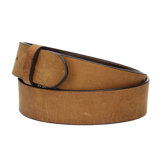 Lederriemen | Gürtelrohling Matt 40mm in Hellbraun mit Schlaufe und Kapplochteil - leder-accessoires.com