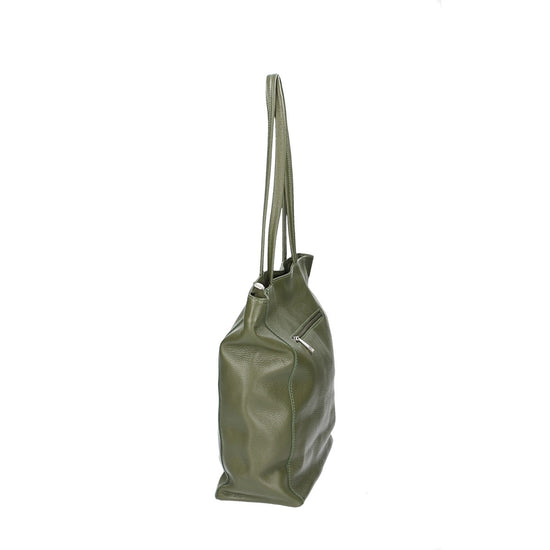 SALE Ledershopper mit Narbung in Grün|Oliv mit Reißverschluss - leder-accessoires.com