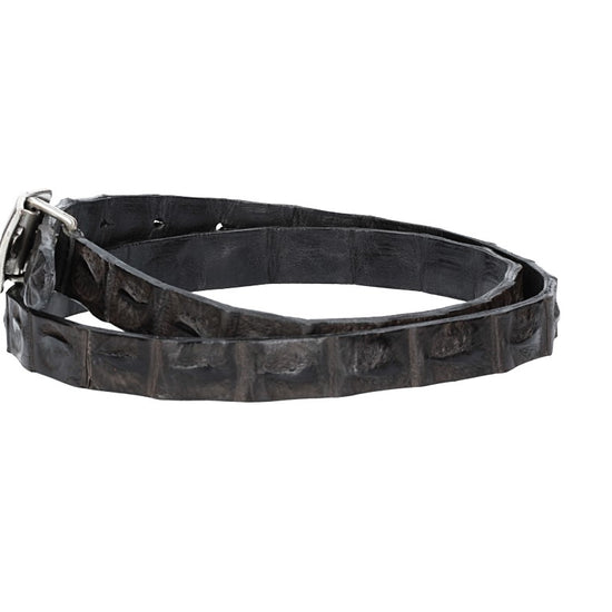 Krokoledergürtel 20mm Schwarz mit Koppelschließe in Silber - leder-accessoires.com