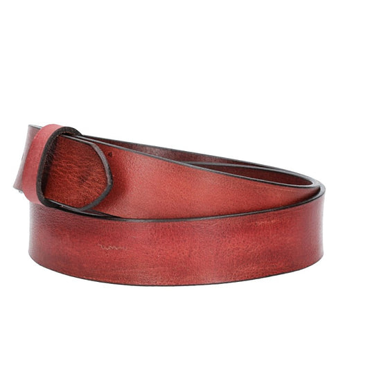 Lederriemen | Gürtelrohling Glanz 35mm in Rot mit Schlaufe und Kapplochteil - leder-accessoires.com