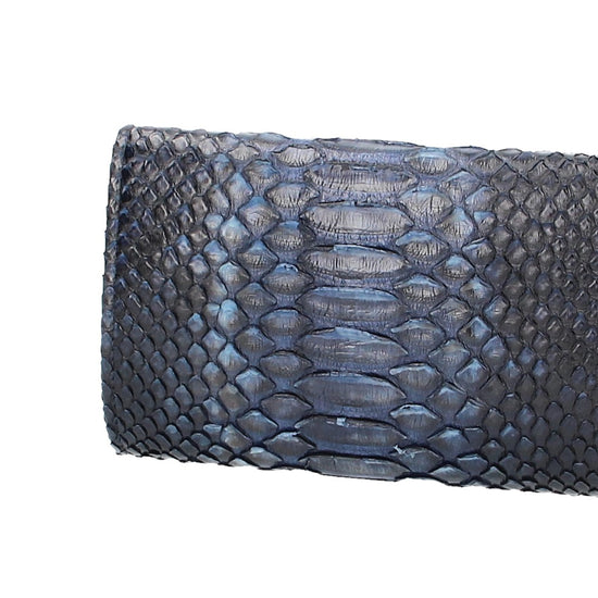 Langbörse mit Überschlag in Blau aus echtem Schlangenleder - leder-accessoires.com