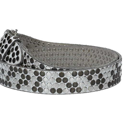 Nietengürtel 35mm in Weiß und Dornschließe Silber - leder-accessoires.com
