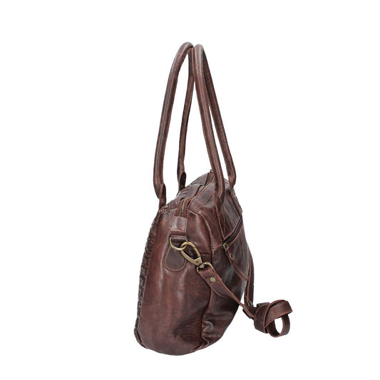 Schultertasche in Braun mit Flechtmuster aus Leder - leder-accessoires.com