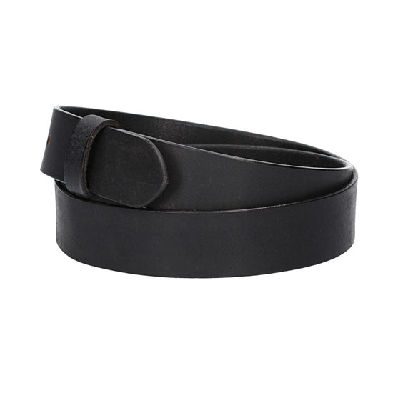 Lederriemen | Gürtelrohling Matt 35mm in Schwarz mit Schlaufe und Kapplochteil - leder-accessoires.com