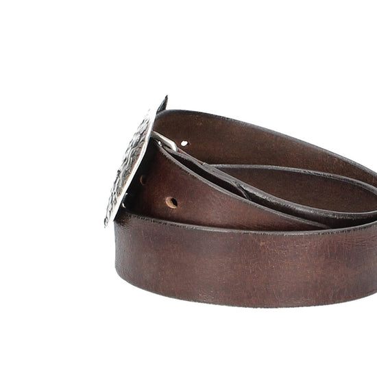 Ledergürtel Braun 40mm mit Blumenschließe|Koppelschließe - leder-accessoires.com