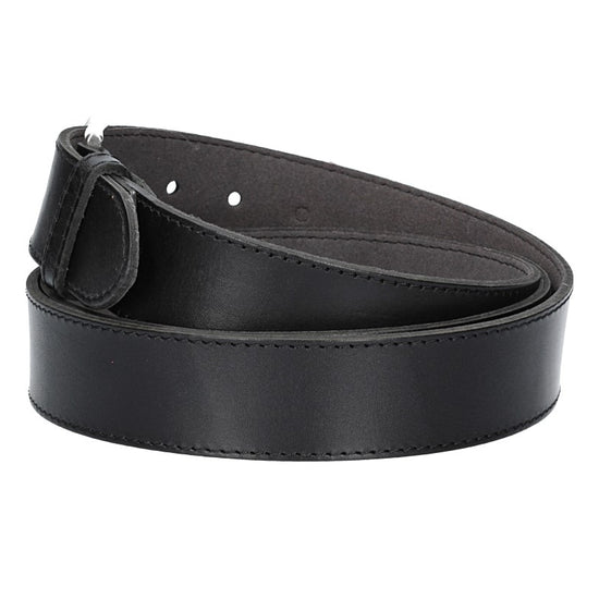 Ledergürtel Überlänge Schwarz 40mm abgenäht mit glänzender Schließe - leder-accessoires.com