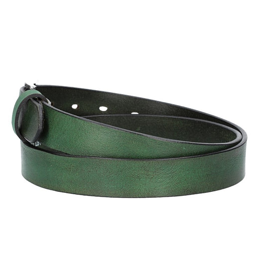 Ledergürtel 30mm in Grün mit Schließe in Silber - leder-accessoires.com