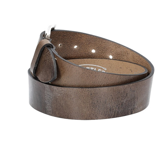 Hochwertiger Ledergürtel 40mm in Grau mit rustikaler Schließe in Silber - leder-accessoires.com