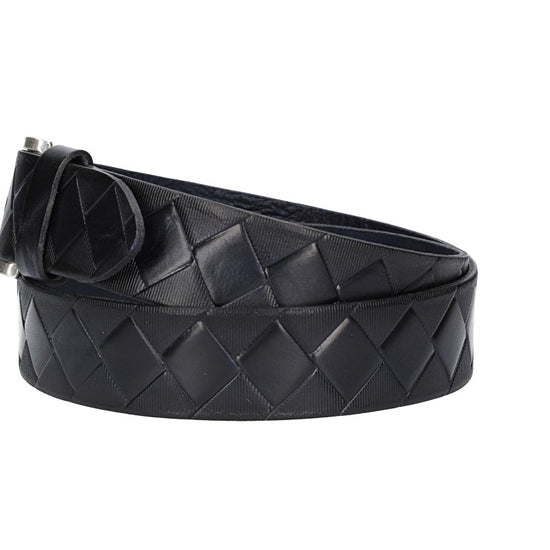 Jeansgürtel 40mm in Dunkelblau mit Rautenprägung und Dornschließe - leder-accessoires.com