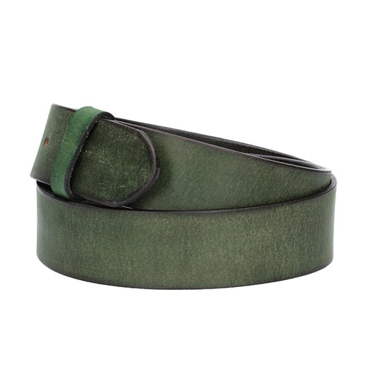 Lederriemen | Gürtelrohling Matt 40mm in Grün mit Schlaufe und Kapplochteil - leder-accessoires.com