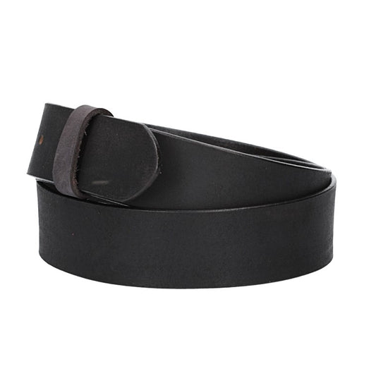 Lederriemen | Gürtelrohling Matt 40mm in Schwarz mit Schlaufe und Kapplochteil - leder-accessoires.com
