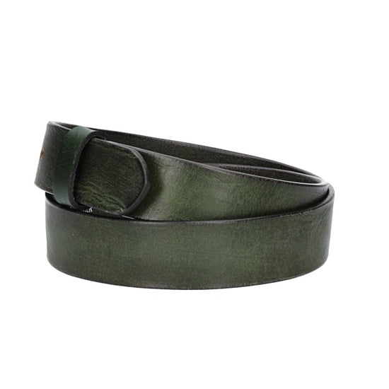 Lederriemen | Gürtelrohling Glanz 35mm in Grün mit Schlaufe und Kapplochteil - leder-accessoires.com