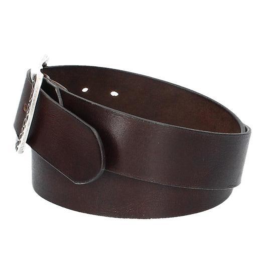 Ledergürtel Braun 40mm mit Vollschließe in Silber - leder-accessoires.com