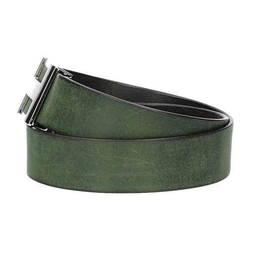 Ledergürtel Grün 40mm mit H-Schließe in Silber - leder-accessoires.com