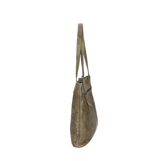Ledershopper in Grün|Oliv mit verschiedenen Mustern aus Leder - leder-accessoires.com