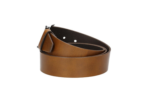 Ledergürtel Überlänge Braun 40mm mit glänzender Schließe in Silber - leder-accessoires.com