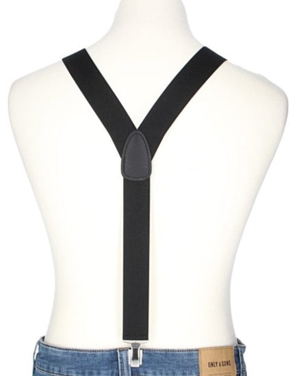 Hosenträger Uni Schwarz 35mm mit Clipverschluss - leder-accessoires.com