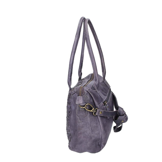 Schultertasche in Blau|Marine mit Flechtmuster aus Leder - leder-accessoires.com