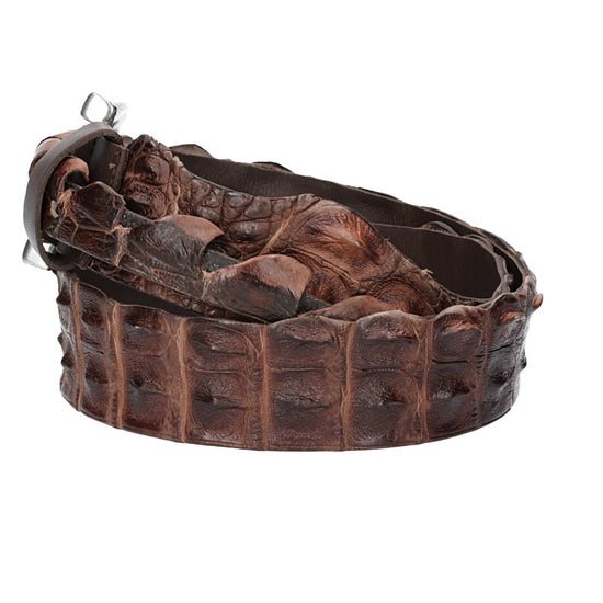 Kroko-Ledergürtel Braun 40mm mit Schließe in Silber - leder-accessoires.com