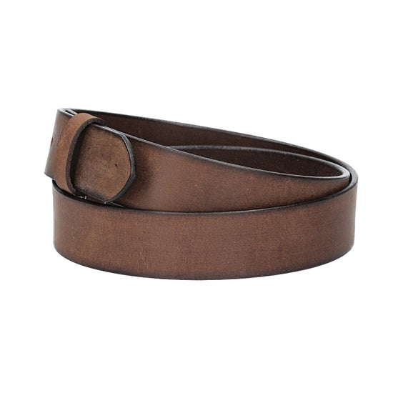 Lederriemen | Gürtelrohling Matt 35mm in Braun mit Schlaufe und Kapplochteil - leder-accessoires.com