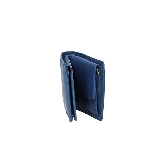 Geldbörse Querformat klein in Blau|Navy aus Leder - leder-accessoires.com