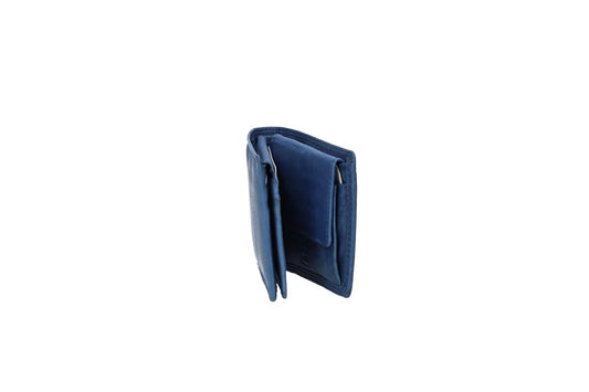 Geldbörse Querformat klein in Blau|Navy aus Leder