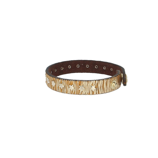 Armband mit Sternen in Gold aus Leder - leder-accessoires.com