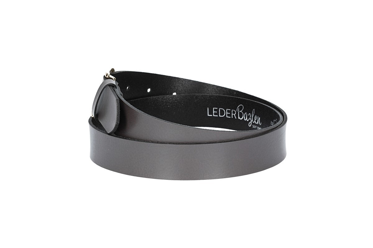 Ledergürtel 30mm in Grau mit Dornschließe in Light Gold