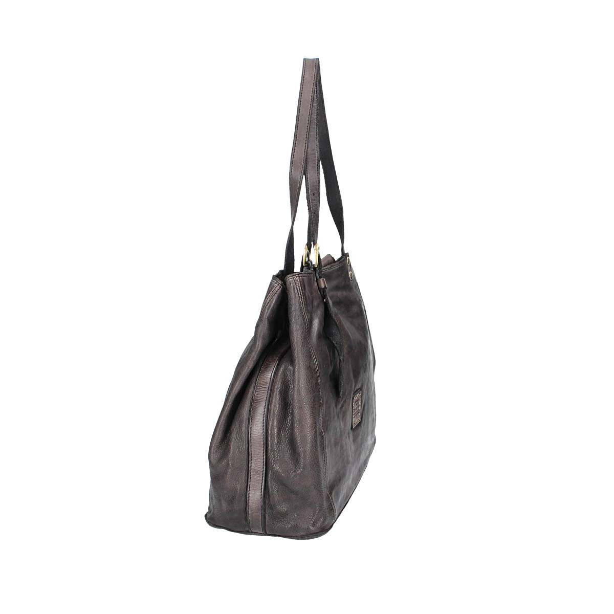 Shopper in Grau aus Leder mit Erweiterung - leder-accessoires.com