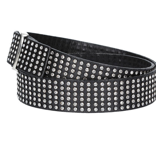 Ledergürtel 40mm in Schwarz mit Swarowski  und Vollschließe Schwarz - leder-accessoires.com