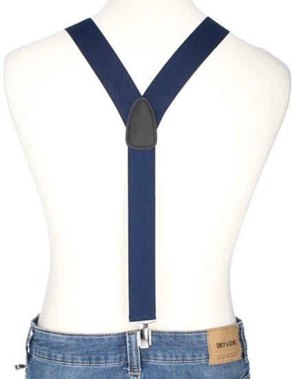 Hosenträger Uni Blau|Marine 35mm mit Clipverschluss - leder-accessoires.com