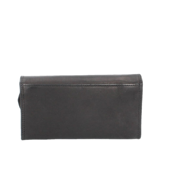 Langbörse mit Überschlag in Schwarz aus Leder - leder-accessoires.com