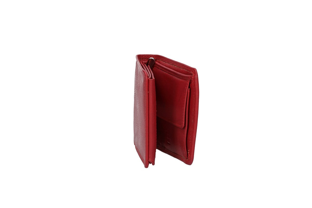 Geldbörse Querformat mit Riegel in Rot aus Leder