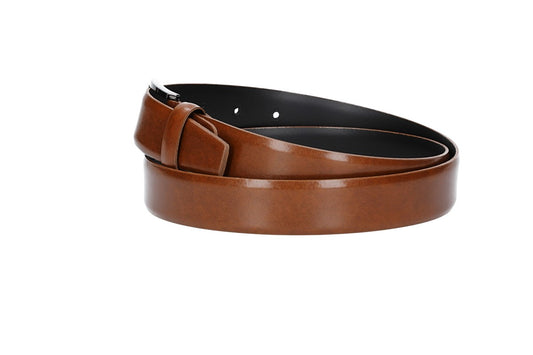 Herren-|Anzugsgürtel 30mm in Cognac mit Dornschließe im Bicoloreffekt - leder-accessoires.com