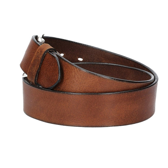 Ledergürtel Cognac 40mm mit Dornschließe in Silber - leder-accessoires.com