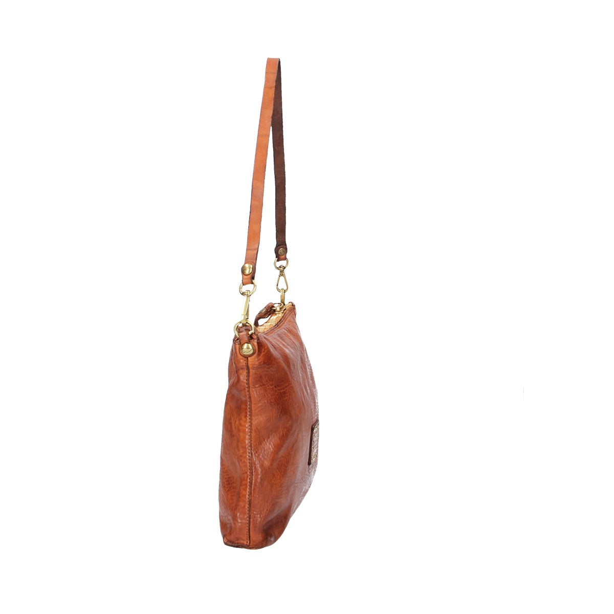 Schultertasche in Cognac aus Leder mit Flechtmuster