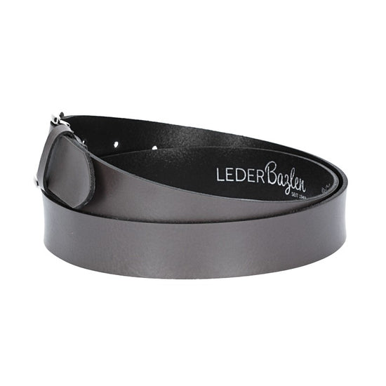 Ledergürtel 30mm in Grau mit Dornschließe in Silber - leder-accessoires.com
