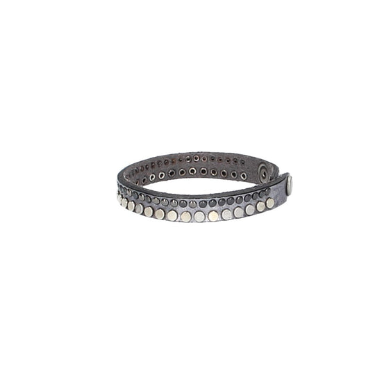 Armband mit Rundnieten in Silber aus Leder - leder-accessoires.com